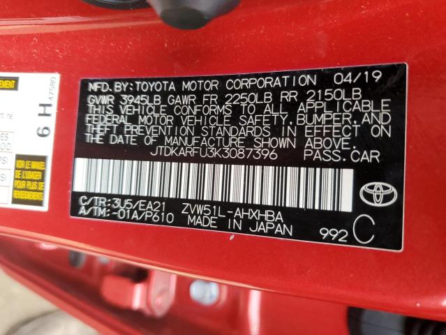 Photo 9 VIN: JTDKARFU3K3087396 - TOYOTA PRIUS 