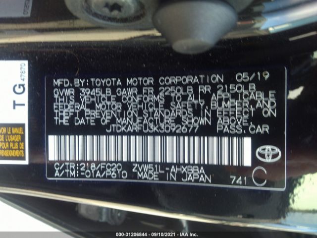 Photo 8 VIN: JTDKARFU3K3092677 - TOYOTA PRIUS 