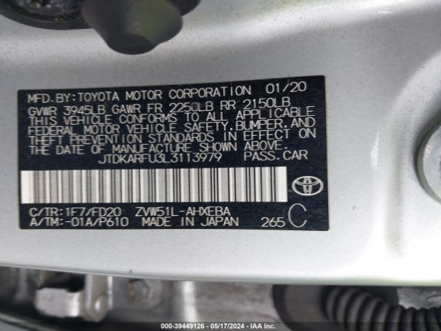 Photo 8 VIN: JTDKARFU3L3113979 - TOYOTA PRIUS 