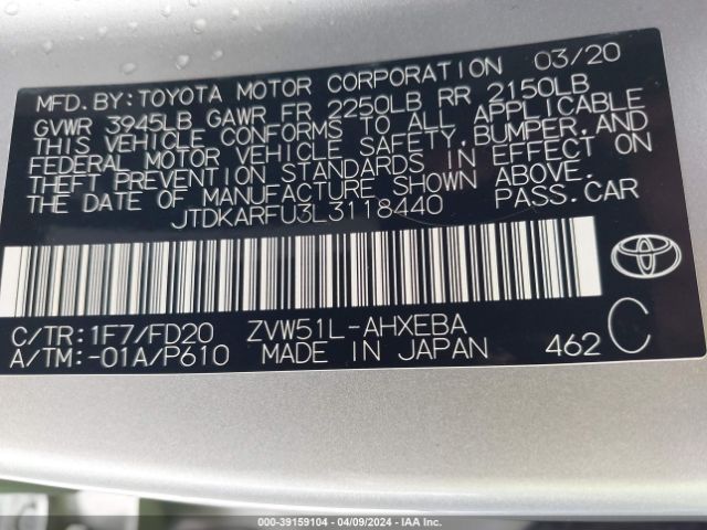 Photo 8 VIN: JTDKARFU3L3118440 - TOYOTA PRIUS 