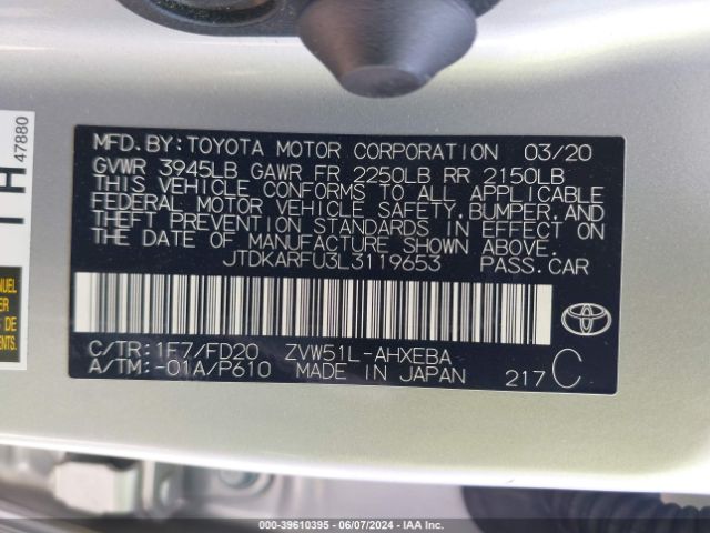 Photo 8 VIN: JTDKARFU3L3119653 - TOYOTA PRIUS 