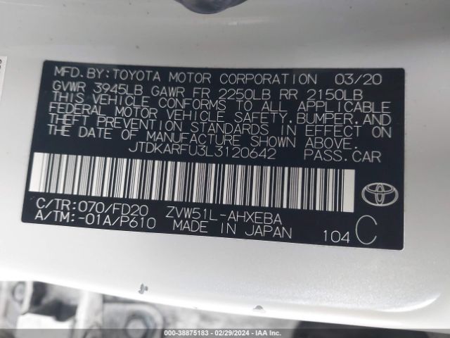 Photo 8 VIN: JTDKARFU3L3120642 - TOYOTA PRIUS 