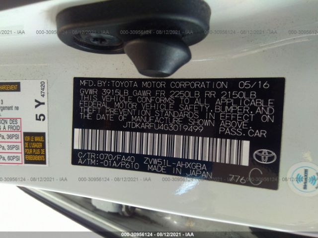 Photo 8 VIN: JTDKARFU4G3019499 - TOYOTA PRIUS 