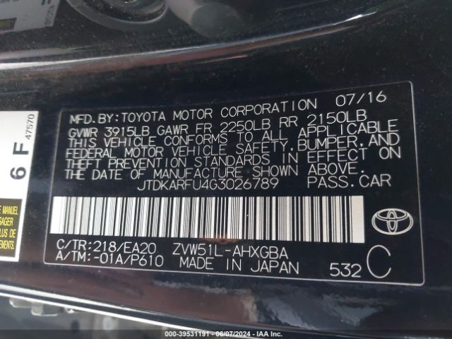 Photo 8 VIN: JTDKARFU4G3026789 - TOYOTA PRIUS 