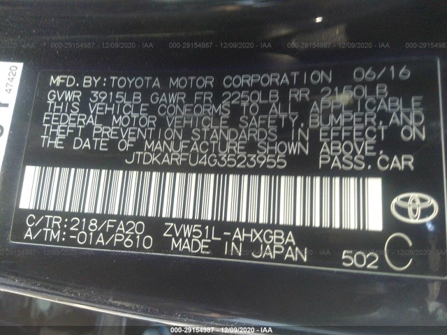 Photo 8 VIN: JTDKARFU4G3523955 - TOYOTA PRIUS 