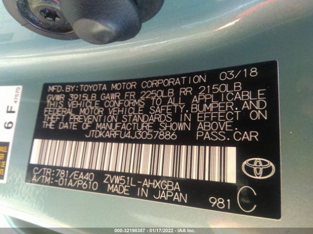 Photo 8 VIN: JTDKARFU4J3057886 - TOYOTA PRIUS 