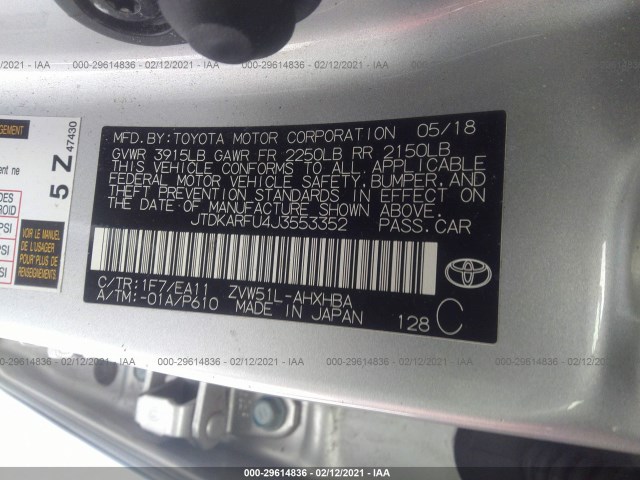 Photo 8 VIN: JTDKARFU4J3553352 - TOYOTA PRIUS 