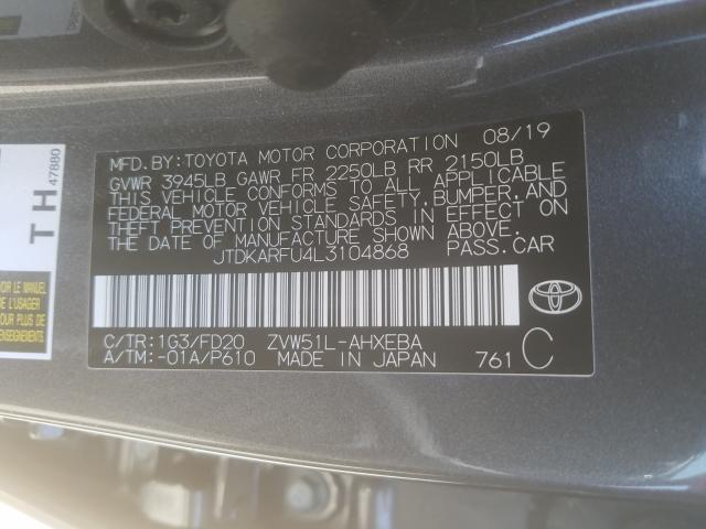 Photo 9 VIN: JTDKARFU4L3104868 - TOYOTA PRIUS L 