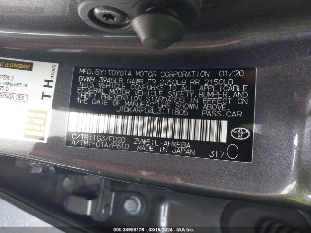 Photo 8 VIN: JTDKARFU4L3111805 - TOYOTA PRIUS 