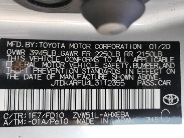 Photo 9 VIN: JTDKARFU4L3112355 - TOYOTA PRIUS L 