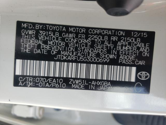 Photo 9 VIN: JTDKARFU5G3000699 - TOYOTA PRIUS 