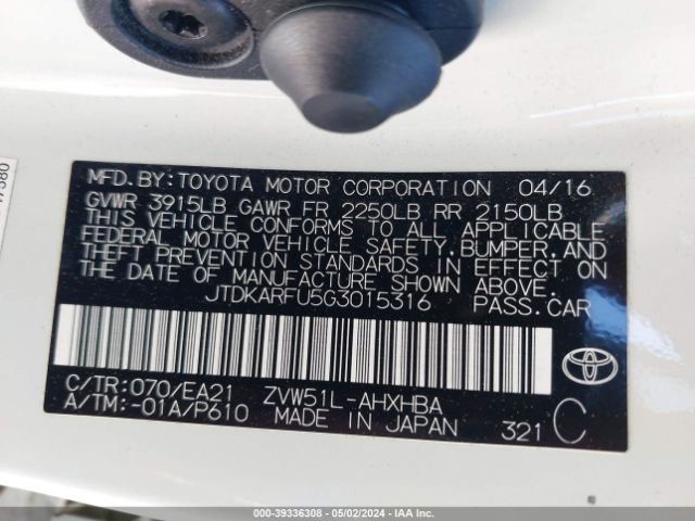 Photo 8 VIN: JTDKARFU5G3015316 - TOYOTA PRIUS 