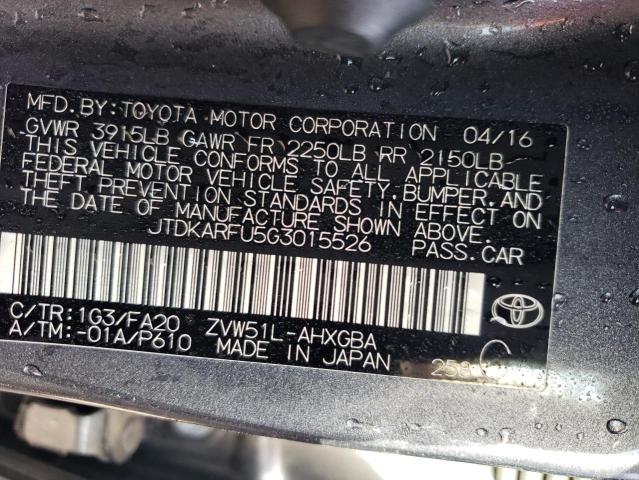 Photo 11 VIN: JTDKARFU5G3015526 - TOYOTA PRIUS 