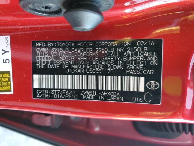 Photo 11 VIN: JTDKARFU5G3511751 - TOYOTA PRIUS 