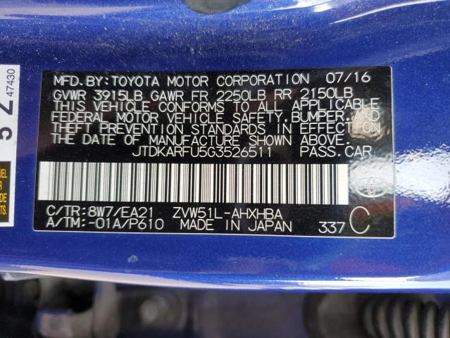 Photo 11 VIN: JTDKARFU5G3526511 - TOYOTA PRIUS 