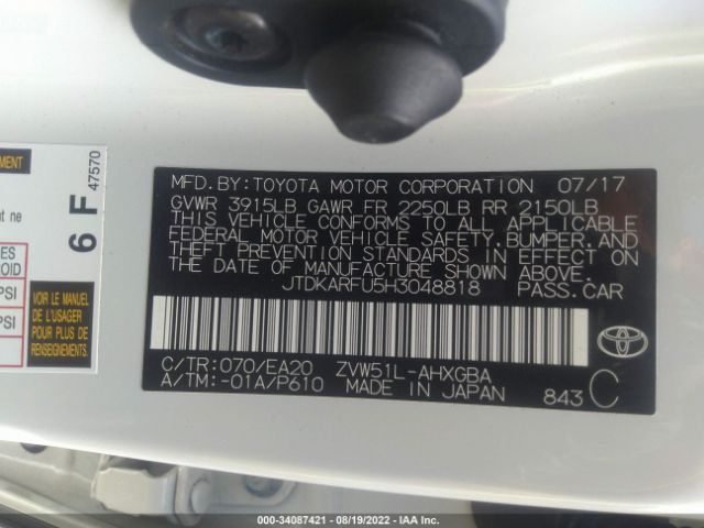 Photo 8 VIN: JTDKARFU5H3048818 - TOYOTA PRIUS 