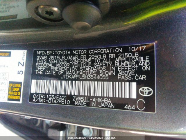 Photo 8 VIN: JTDKARFU5H3544055 - TOYOTA PRIUS 