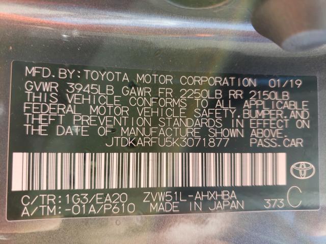 Photo 9 VIN: JTDKARFU5K3071877 - TOYOTA PRIUS 