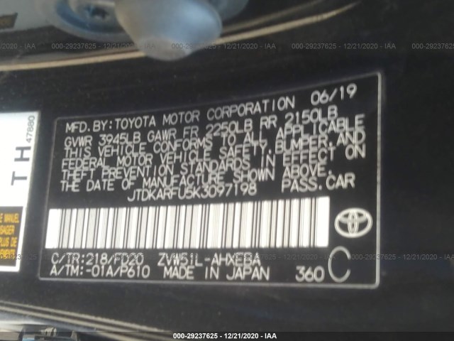 Photo 8 VIN: JTDKARFU5K3097198 - TOYOTA PRIUS 