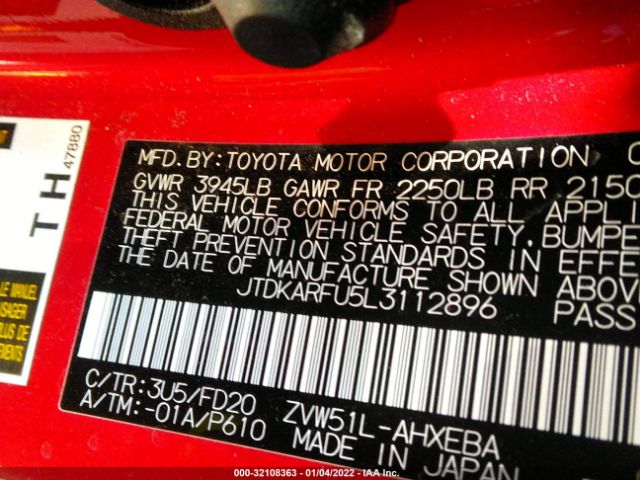 Photo 8 VIN: JTDKARFU5L3112896 - TOYOTA PRIUS 