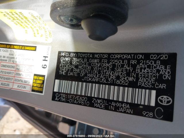 Photo 8 VIN: JTDKARFU5L3118052 - TOYOTA PRIUS 