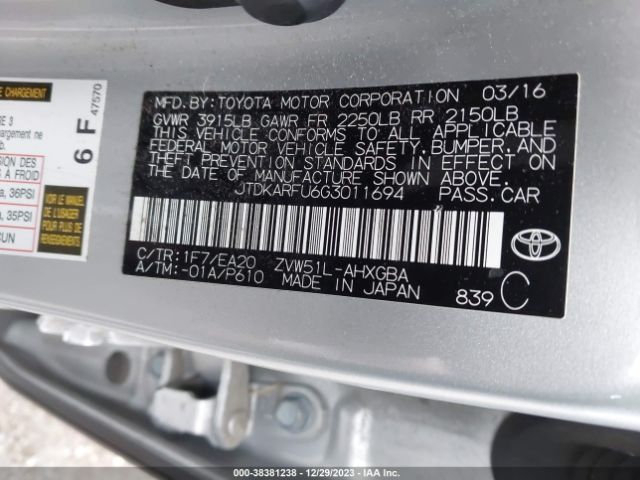 Photo 8 VIN: JTDKARFU6G3011694 - TOYOTA PRIUS 