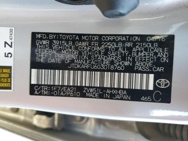 Photo 11 VIN: JTDKARFU6G3018760 - TOYOTA PRIUS 