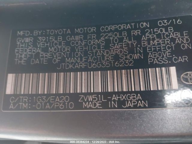 Photo 8 VIN: JTDKARFU6G3516232 - TOYOTA PRIUS 