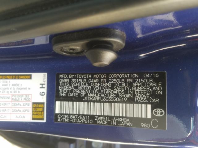 Photo 9 VIN: JTDKARFU6G3520619 - TOYOTA PRIUS 