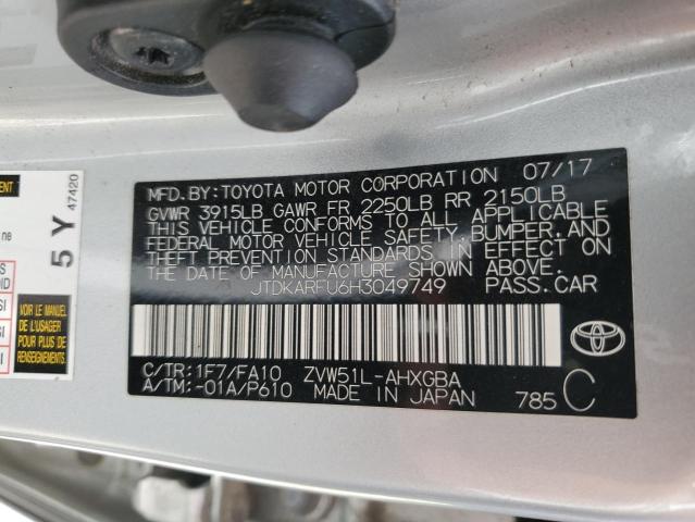 Photo 11 VIN: JTDKARFU6H3049749 - TOYOTA PRIUS 