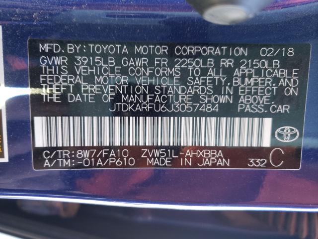 Photo 9 VIN: JTDKARFU6J3057484 - TOYOTA PRIUS 