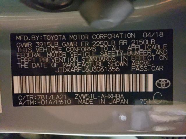 Photo 11 VIN: JTDKARFU6J3061356 - TOYOTA PRIUS 