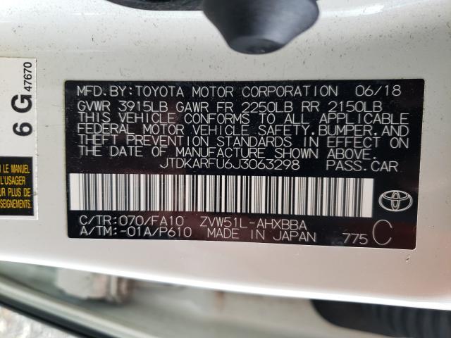 Photo 9 VIN: JTDKARFU6J3063298 - TOYOTA PRIUS 