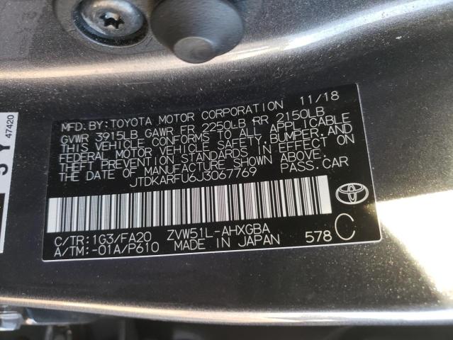 Photo 9 VIN: JTDKARFU6J3067769 - TOYOTA PRIUS 