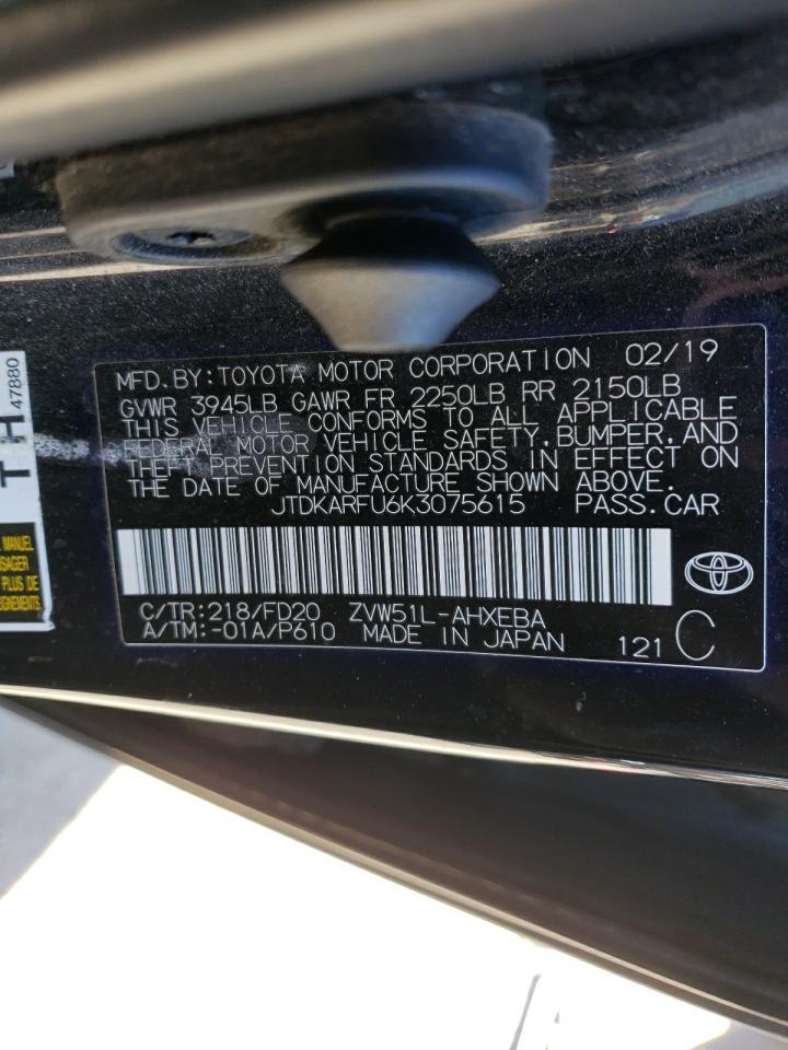 Photo 12 VIN: JTDKARFU6K3075615 - TOYOTA PRIUS 