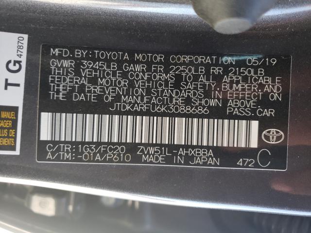 Photo 9 VIN: JTDKARFU6K3088686 - TOYOTA PRIUS 