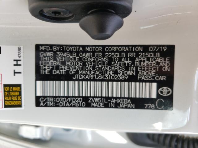 Photo 9 VIN: JTDKARFU6K3102389 - TOYOTA PRIUS 