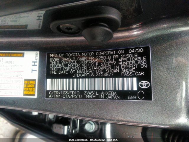 Photo 8 VIN: JTDKARFU6L3124877 - TOYOTA PRIUS 