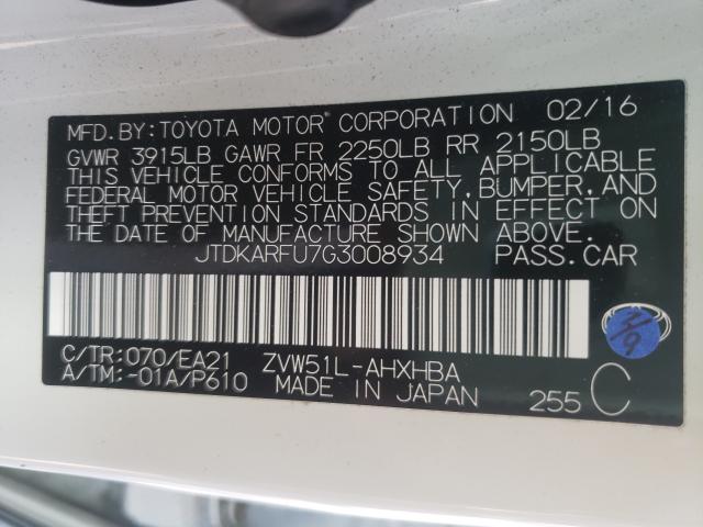 Photo 9 VIN: JTDKARFU7G3008934 - TOYOTA PRIUS 