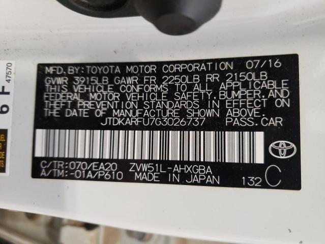 Photo 11 VIN: JTDKARFU7G3026737 - TOYOTA PRIUS 