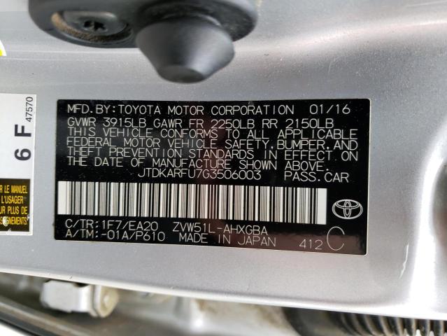 Photo 11 VIN: JTDKARFU7G3506003 - TOYOTA PRIUS 