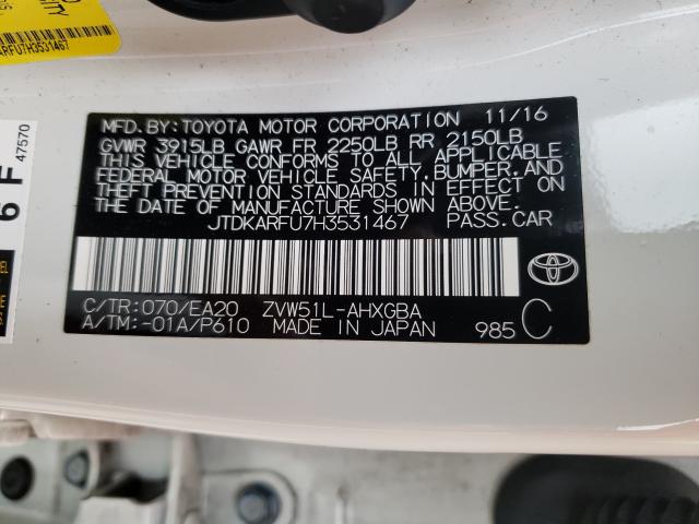 Photo 9 VIN: JTDKARFU7H3531467 - TOYOTA PRIUS 