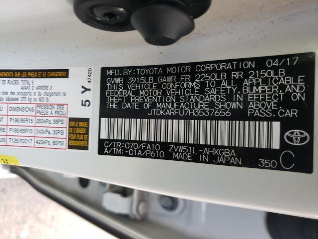 Photo 9 VIN: JTDKARFU7H3537656 - TOYOTA PRIUS 