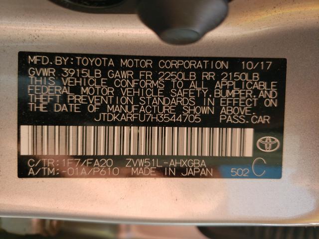 Photo 9 VIN: JTDKARFU7H3544705 - TOYOTA PRIUS 