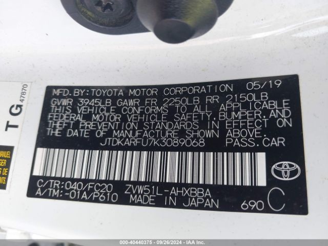 Photo 8 VIN: JTDKARFU7K3089068 - TOYOTA PRIUS 