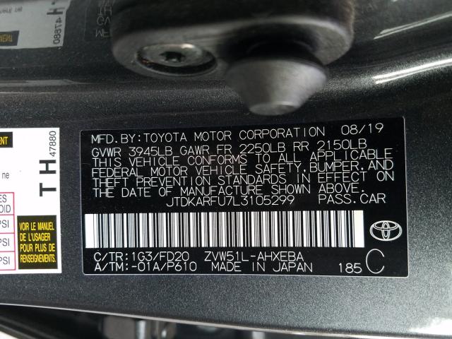 Photo 9 VIN: JTDKARFU7L3105299 - TOYOTA PRIUS L 