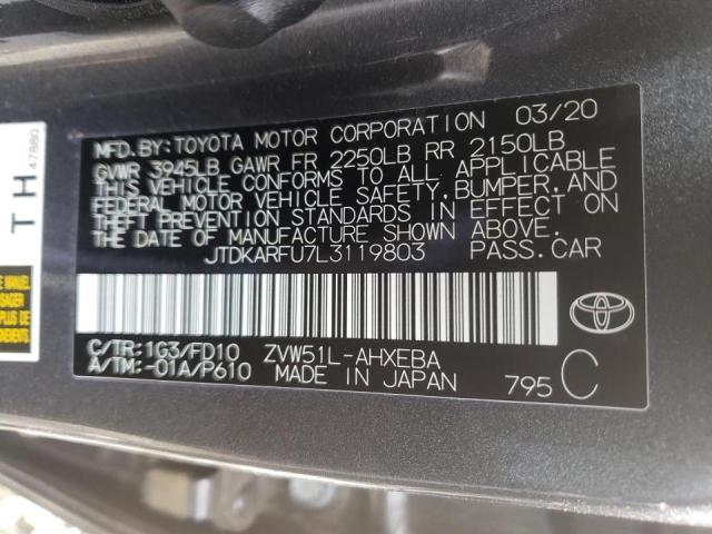 Photo 9 VIN: JTDKARFU7L3119803 - TOYOTA PRIUS L 