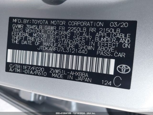 Photo 8 VIN: JTDKARFU7L3121440 - TOYOTA PRIUS 