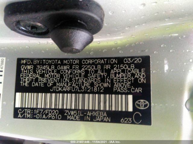 Photo 8 VIN: JTDKARFU7L3121812 - TOYOTA PRIUS 