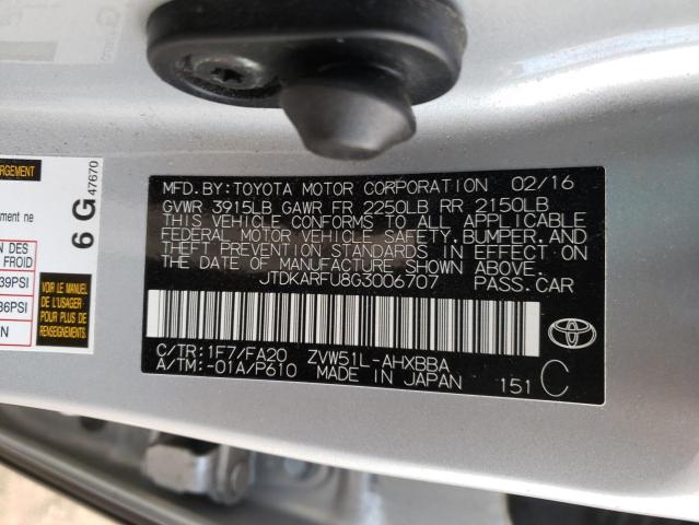 Photo 11 VIN: JTDKARFU8G3006707 - TOYOTA PRIUS 